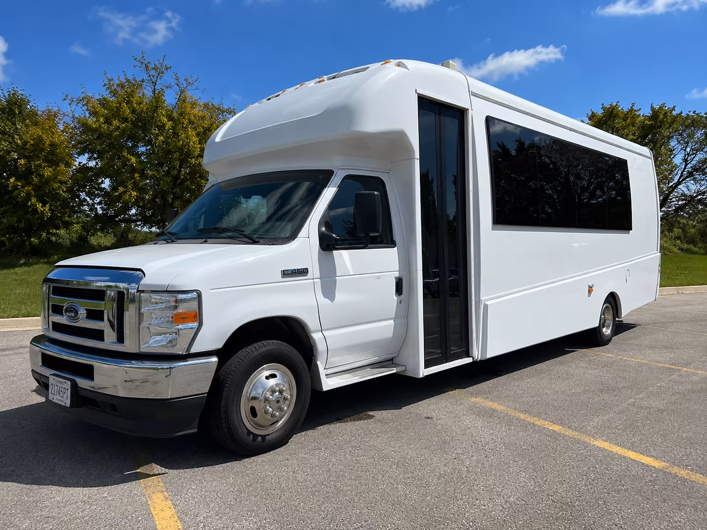 Interior of a party bus rental serving Round Rock