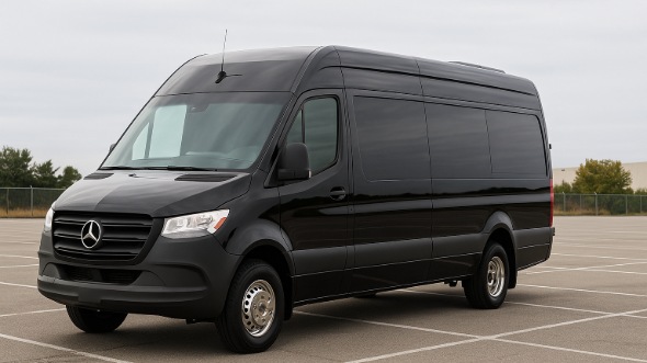 Exterior of Charter Bus Company Bryan's 14 Passenger Sprinter Limousine in Bryan