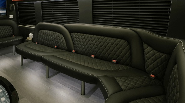 Interior of Charter Bus Company Temple's 15 Passenger Party Bus in Temple