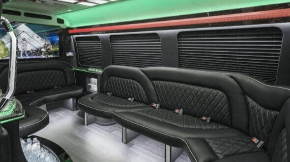 Interior of Charter Bus Company Cedar Park's 18 Passenger Party Bus in Cedar Park