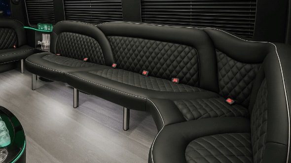 Interior of Round Rock Party Bus Company's 18 Passenger Party Bus in Round Rock