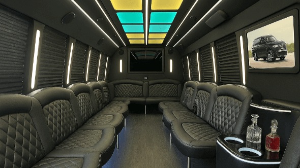 Interior of Round Rock Party Bus Company's 20 Passenger Party Bus in Round Rock