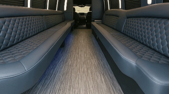 Interior of Charter Bus Company Waco's 25 Passenger Party Bus in Waco