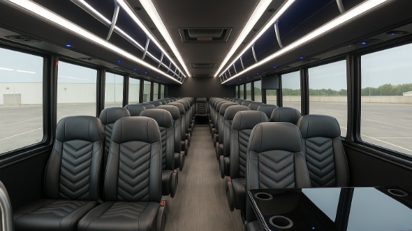 Interior of Charter Bus Company Round Rock's 28 Passenger Minibus in Round Rock
