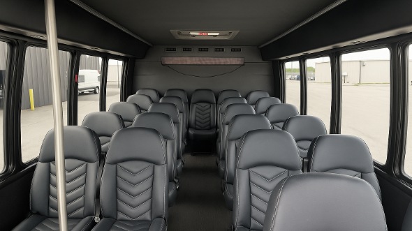 Interior of Charter Bus Company Round Rock's 30 Passenger Minibus in Round Rock