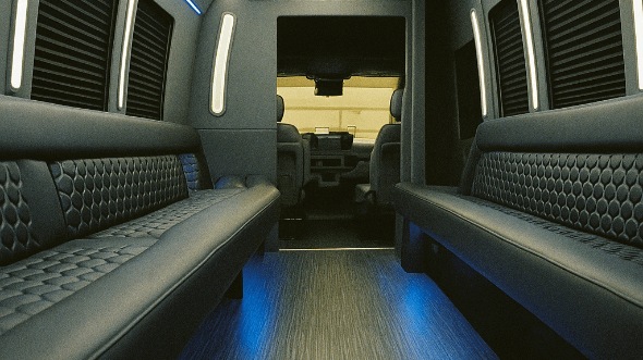 Interior of Charter Bus Company Kyle's 30 Passenger Party Bus in Kyle