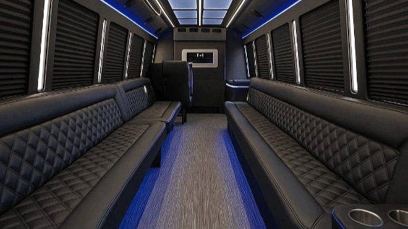Interior of Charter Bus Company Temple's 30 Passenger Party Bus in Temple