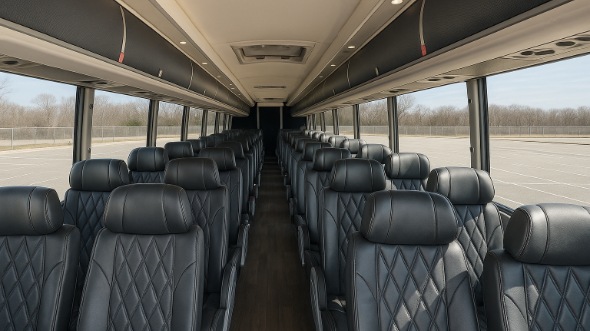 Interior of Charter Bus Company Round Rock's 40 Passenger Charter Bus in Round Rock