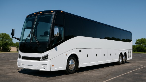 Exterior of Charter Bus Company Round Rock's 40 Passenger Charter Bus in Round Rock