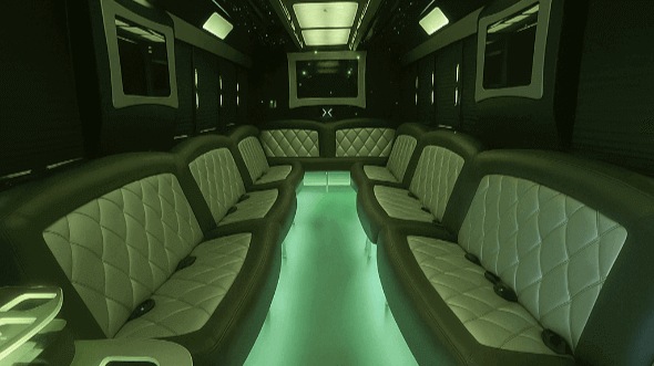 Interior of Charter Bus Company Austin's 40 Passenger Party Bus in Austin
