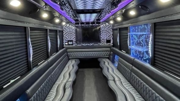 Interior of Charter Bus Company Georgetown's 40 Passenger Party Bus in Georgetown