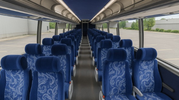 Interior of Charter Bus Company Round Rock's 44 Passenger Charter Bus in Round Rock