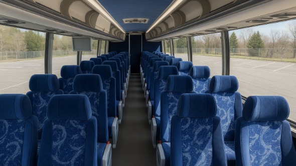 Interior of Charter Bus Company Round Rock's 48 Passenger Charter Bus in Round Rock