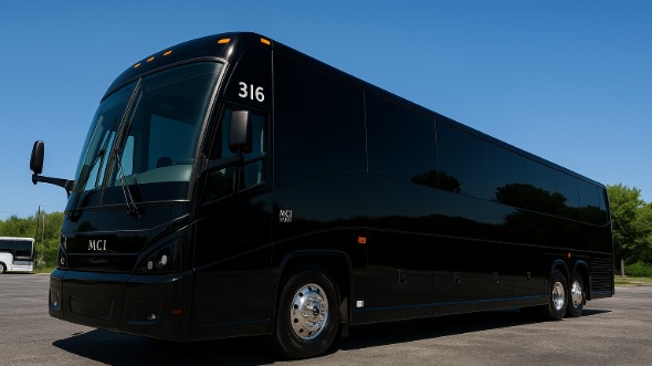 Exterior of Charter Bus Company San Marcos's 50 Passenger Party Bus in San Marcos