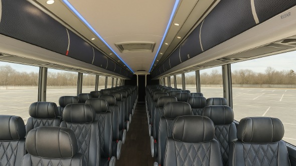Interior of Charter Bus Company Round Rock's 51 Passenger Charter Bus in Round Rock