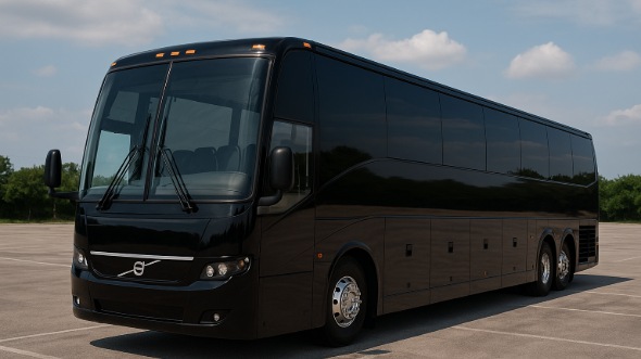 Exterior of Charter Bus Company Round Rock's 51 Passenger Charter Bus in Round Rock