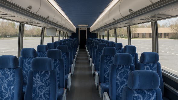 Interior of Charter Bus Company Round Rock's 54 Passenger Charter Bus in Round Rock