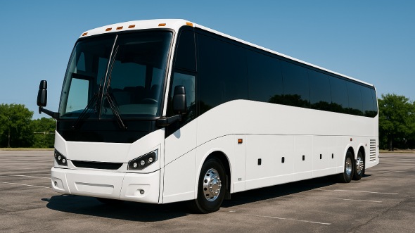 Exterior of Charter Bus Company Round Rock's 54 Passenger Charter Bus in Round Rock