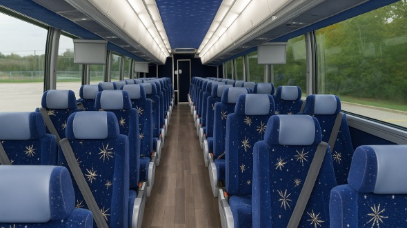 Interior of Charter Bus Company Round Rock's 56 Passenger Charter Bus in Round Rock