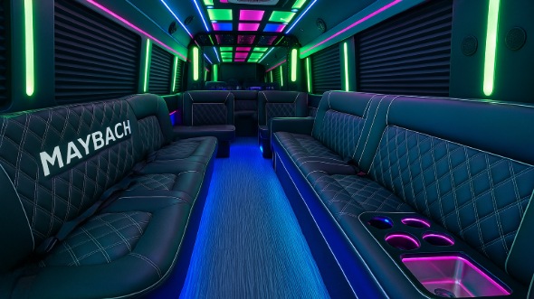 round rock 28 passenger party bus interior