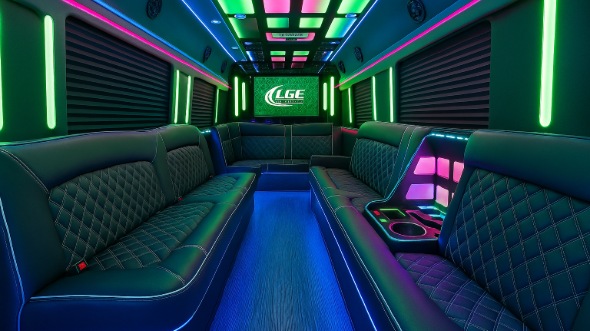round rock 30 passenger party bus interior